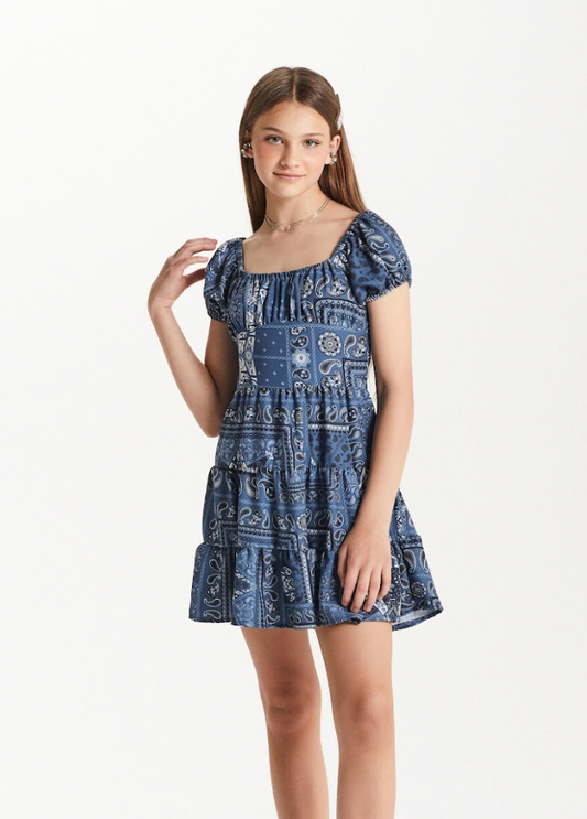 Vestido Teen Crepe Paisley Jeans - Two In