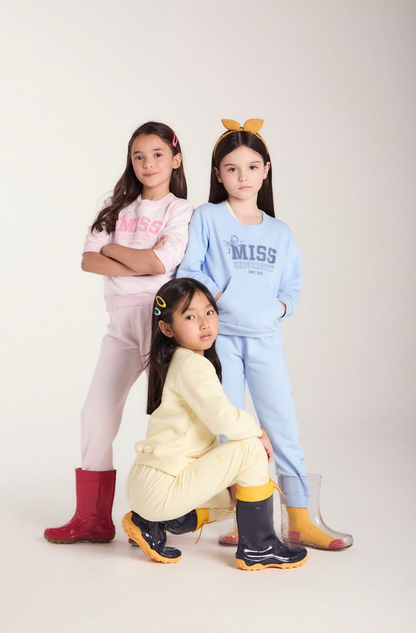 Conjunto Infantil Moletom S Felpa Blusa ML e Calça Miss University Azul Claro - Beabá