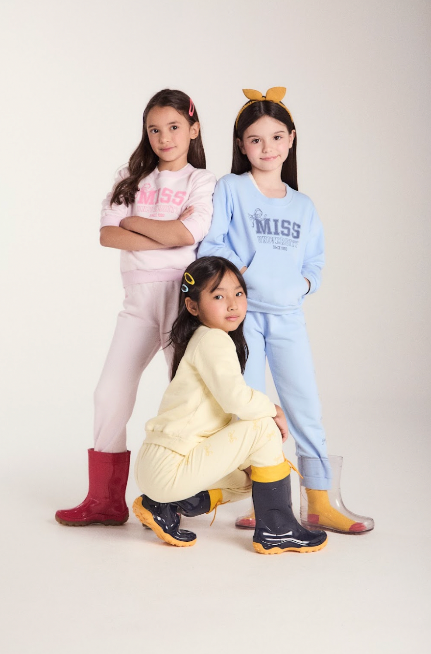 Conjunto Infantil Moletom S Felpa Blusa ML e Calça Miss University Azul Claro - Beabá