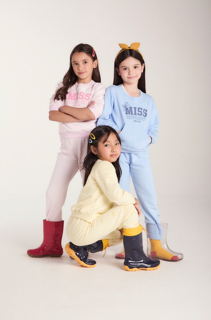 Conjunto Infantil Moletom S Felpa Blusa ML e Calça Miss University Azul Claro - Beabá