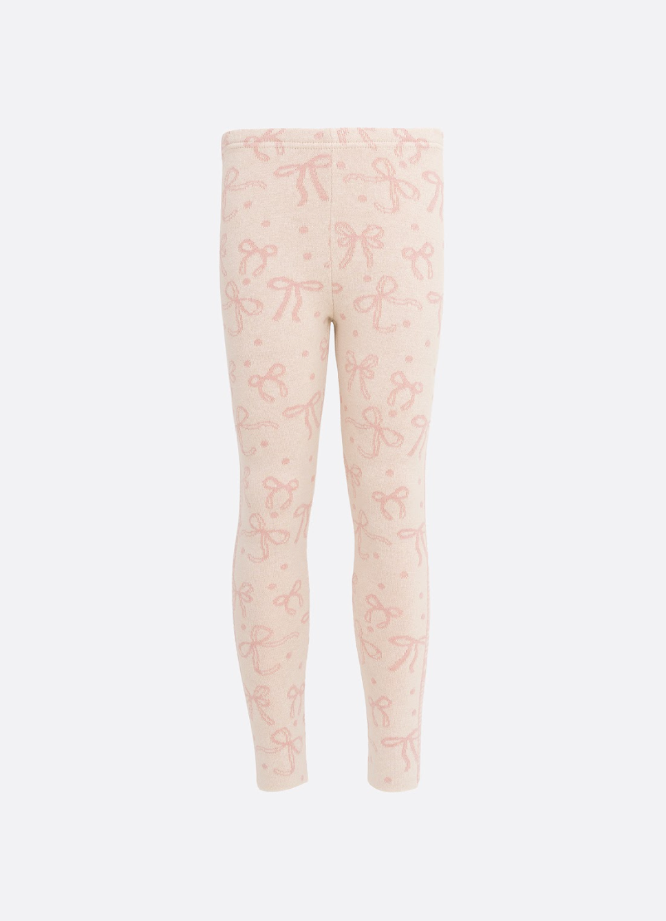 Conjunto Infantil Tricot Blusa Maxi Laço Cristais Rosa Dolce e Legging Jacquard Multi-laços Ninive - Pituchinhus