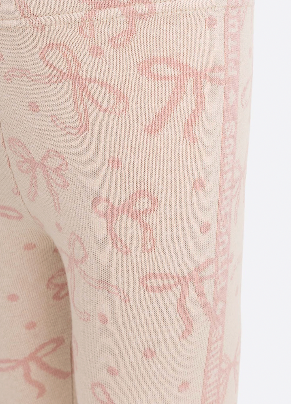 Conjunto Infantil Tricot Blusa Maxi Laço Cristais Rosa Dolce e Legging Jacquard Multi-laços Ninive - Pituchinhus