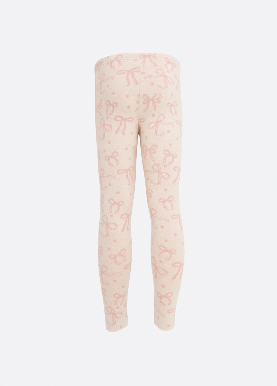 Conjunto Infantil Tricot Blusa Maxi Laço Cristais Rosa Dolce e Legging Jacquard Multi-laços Ninive - Pituchinhus