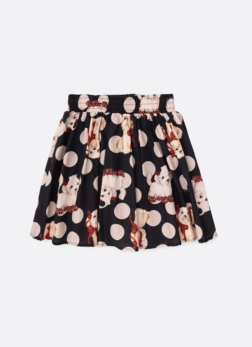 Conjunto Infantil Regata Maxi Laço e Saia e Algodão Cachorrinhos & Lacinhos Preto - Pituchinhus
