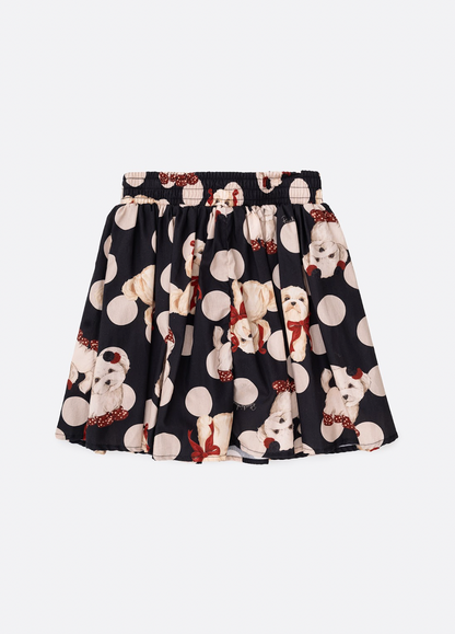 Conjunto Infantil Regata Maxi Laço e Saia e Algodão Cachorrinhos & Lacinhos Preto - Pituchinhus