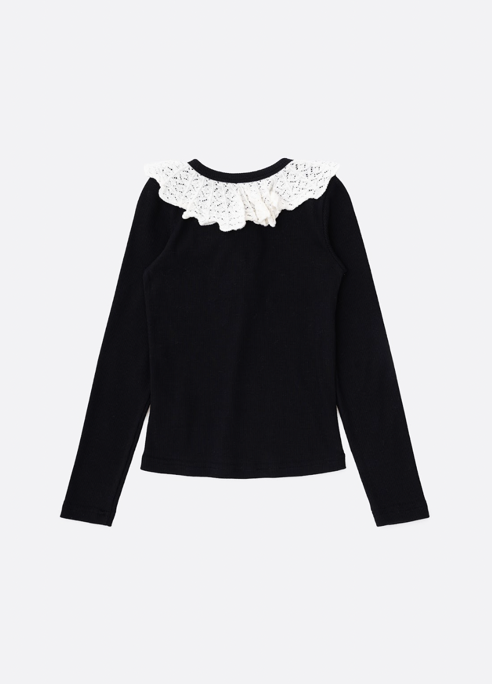 Conjunto Infantil Blusa Tricot ML Jabô Botões e Saia Sarja Babadinho Preto - Pituchinhus