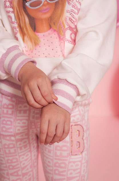 Blusa Moletom Infantil Patche Barbie Cristais Off White - Pituchinhus