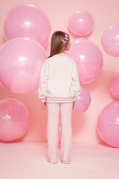 Blusa Moletom Infantil Patche Barbie Cristais Off White - Pituchinhus