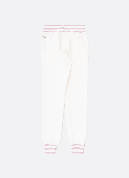 Conjunto Infantil Regata Patche Coração Barbie Rosa e Calça Moletom Jogging Patche Barbie Off White - Pituchinhus