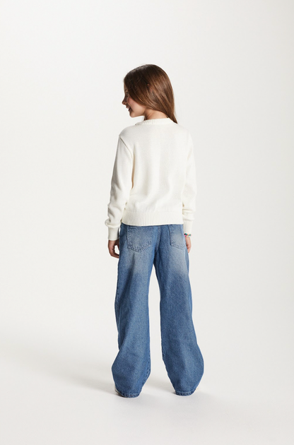 Calça infantil Wide Leg Jeans - Um Mais Um