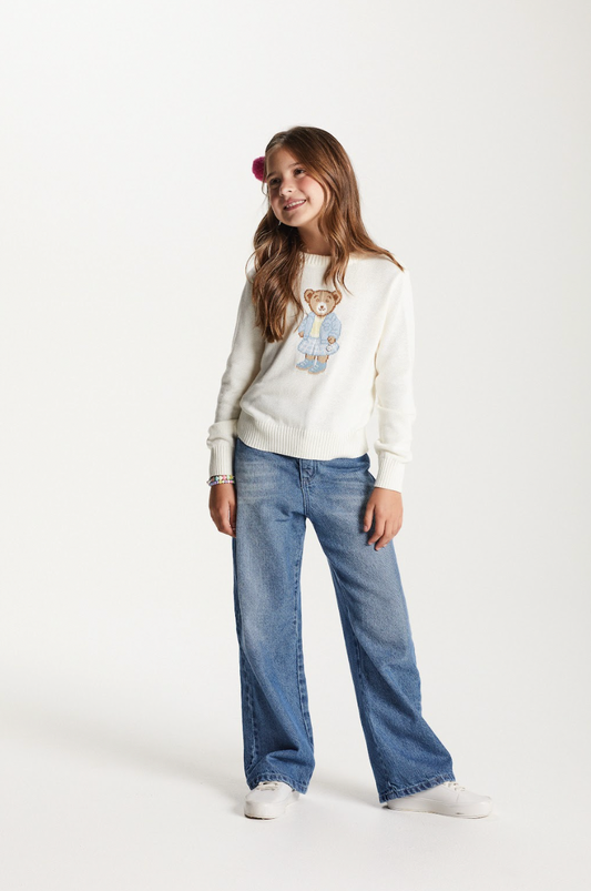 Calça infantil Wide Leg Jeans - Um Mais Um