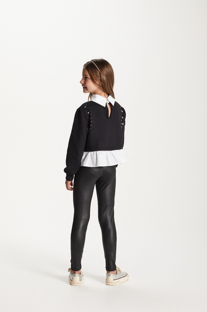Calça Infantil Legging Resinada com Botões - Um Mais Um