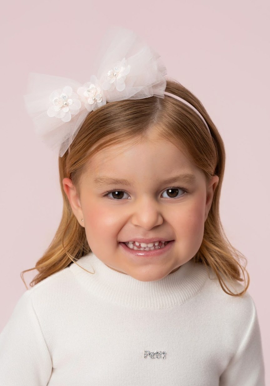 Tiara Infantil com Laço Rosa - Petit Cherie