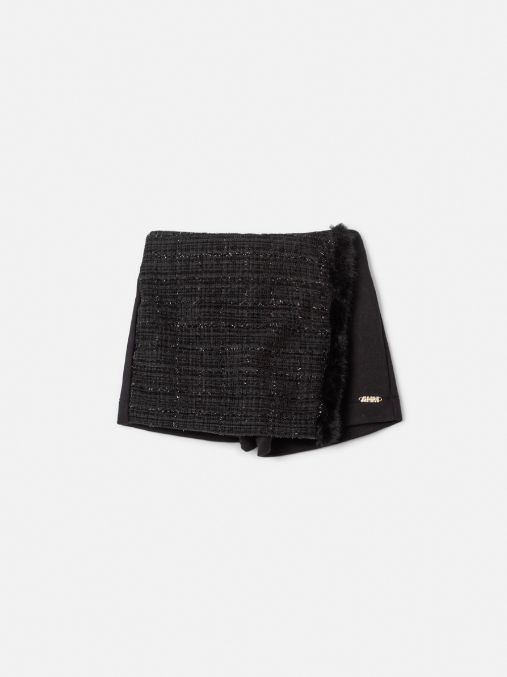 Conjunto Infantil Conceito Tweed Casaco e Saia-shorts Preto - Animê