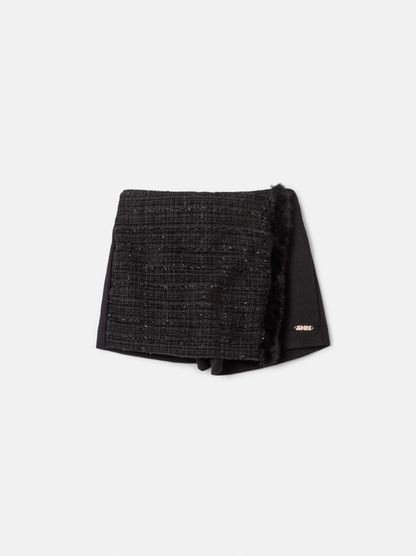 Conjunto Infantil Conceito Tweed Casaco e Saia-shorts Preto - Animê