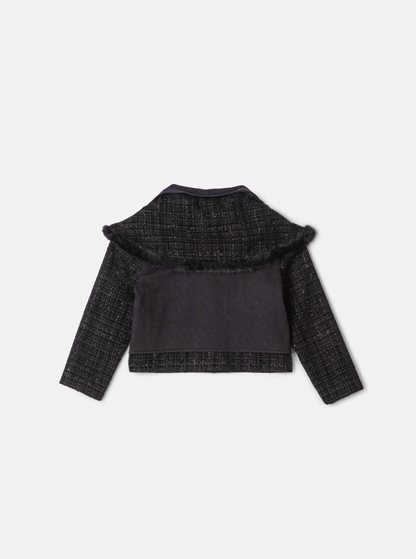 Conjunto Infantil Conceito Tweed Casaco e Saia-shorts Preto - Animê
