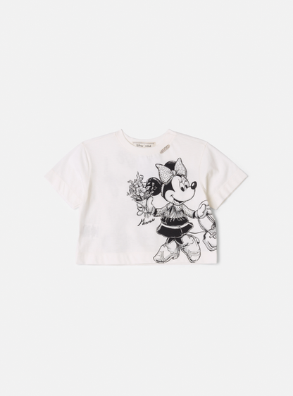 Conjunto Infantil Blusa Minnie Buquê & Mickey Pérola e Shorts Conceito Tweed Preto - Animê
