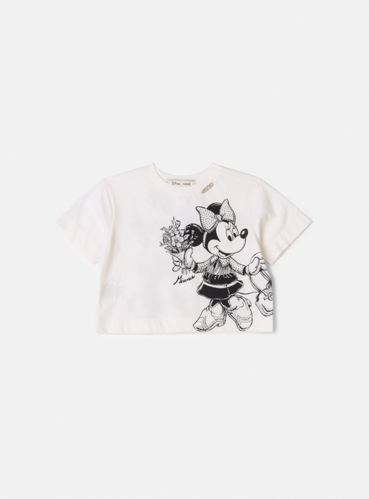 Conjunto Infantil Blusa Minnie Buquê & Mickey Pérola e Shorts Conceito Tweed Preto - Animê PRÉ-VENDA