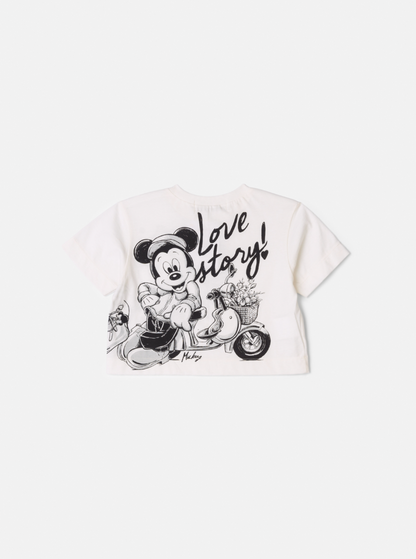 Conjunto Infantil Blusa Minnie Buquê & Mickey Pérola e Shorts Conceito Tweed Preto - Animê