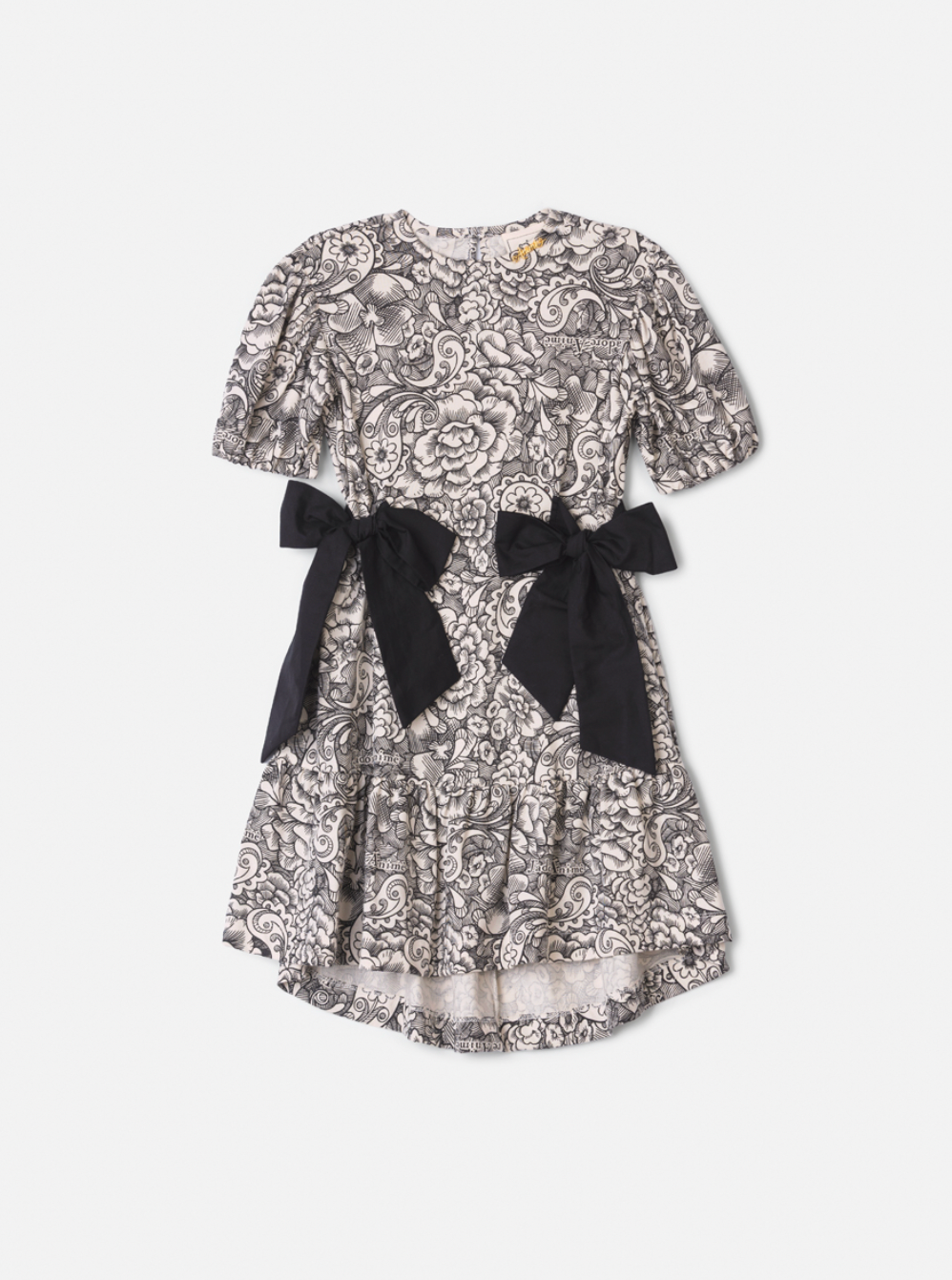 Vestido Infantil Floral Paisley Laços Preto - Animê