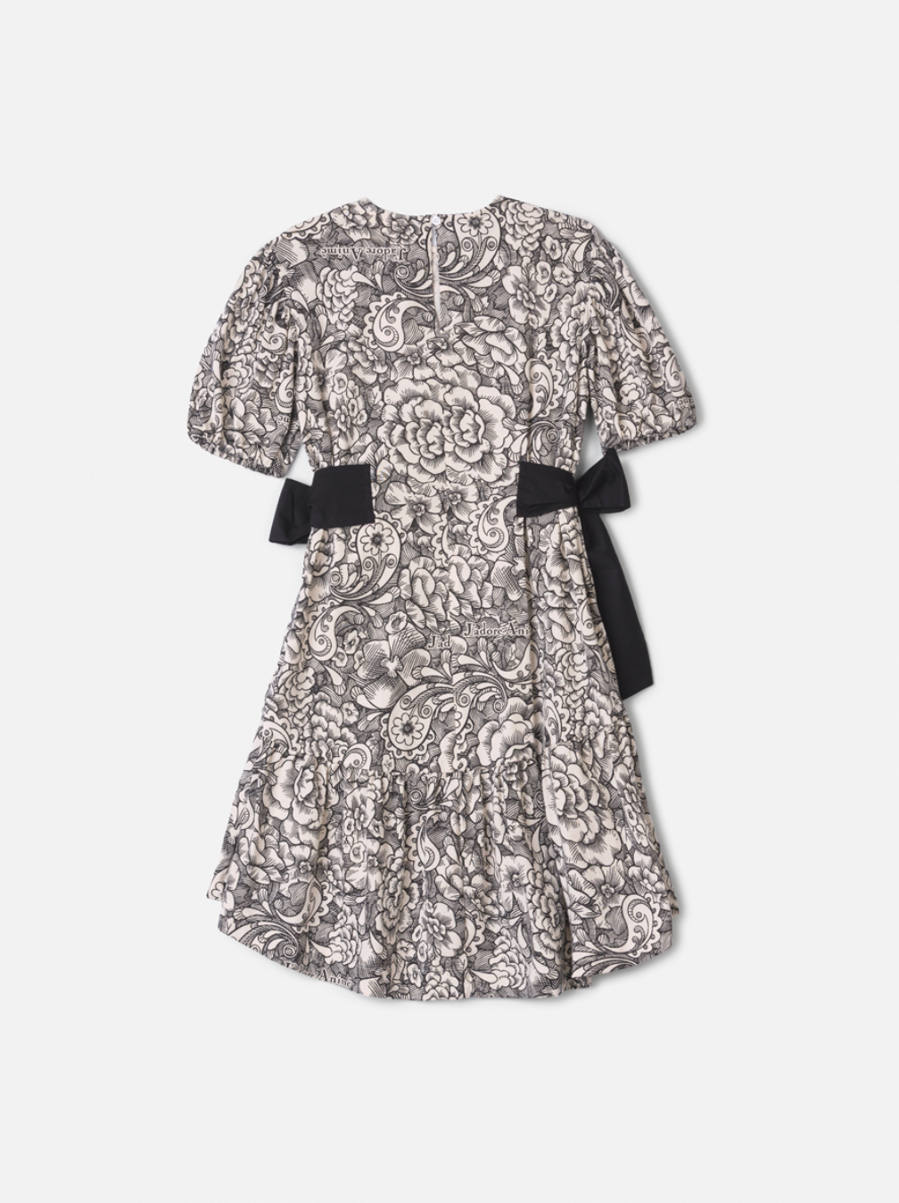 Vestido Infantil Floral Paisley Laços Preto - Animê