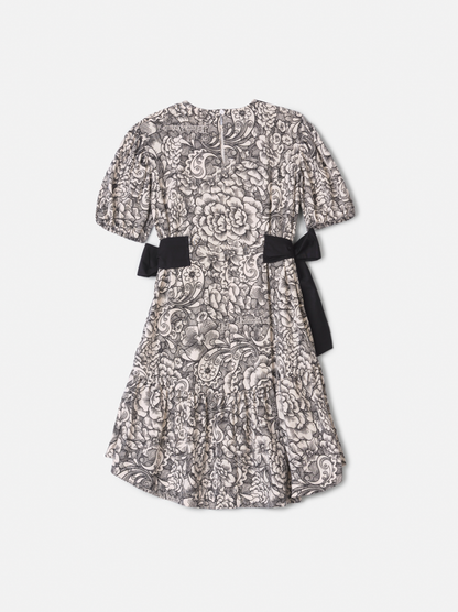 Vestido Infantil Floral Paisley Laços Preto - Animê