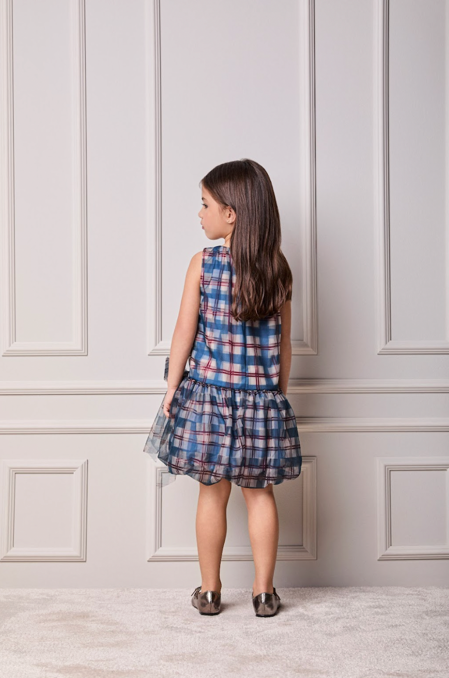 Vestido Infantil Tule Balonê Tartan Xadrez - Animê