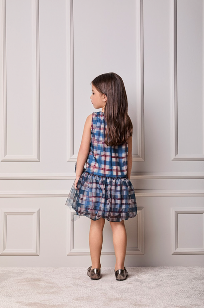 Vestido Infantil Tule Balonê Tartan Xadrez - Animê
