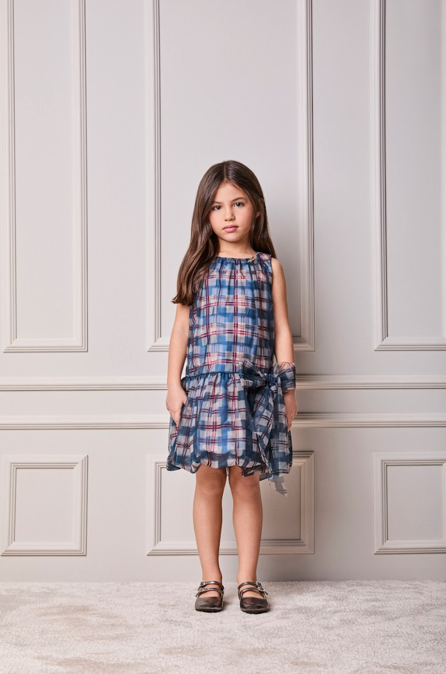 Vestido Infantil Tule Balonê Tartan Xadrez - Animê