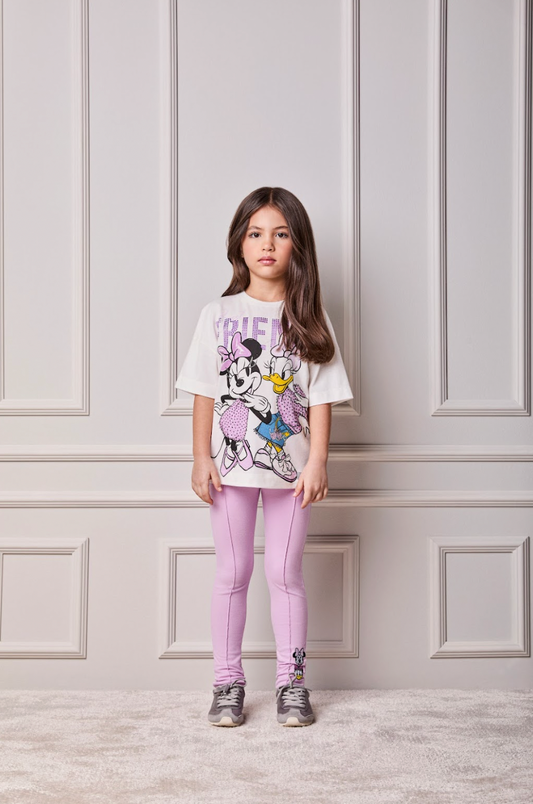 Conjunto Infantil Blusa Friends Minnie & Daisy e Legging Lilás - Animê PRÉ-VENDA
