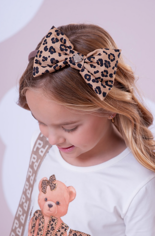 Arquinho Infantil Laço Puffer Oncinha - Pituchinhus