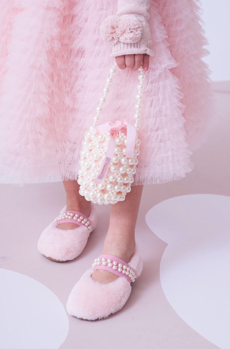 Vestido Infantil Conceito Frufru Tule Cinto Pérola Rosa Gelado - Pituchinhus
