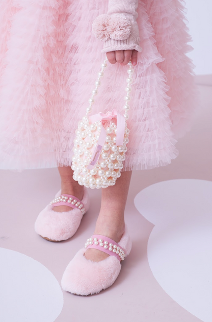 Vestido Infantil Conceito Frufru Tule Cinto Pérola Rosa Gelado - Pituchinhus