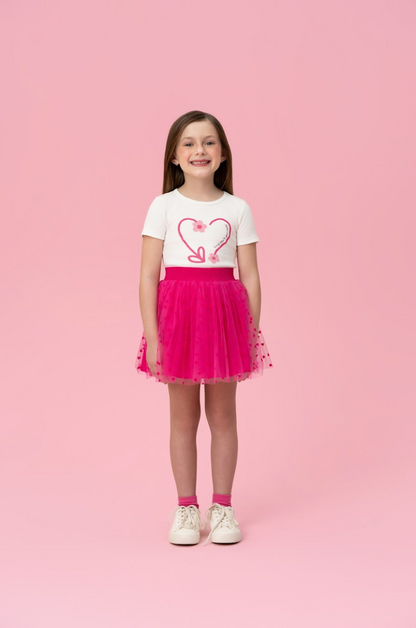 Conjunto Infantil Blusa Estampa Coração e Saia de Tule Corações - Mon Sucre PRÉ-VENDA