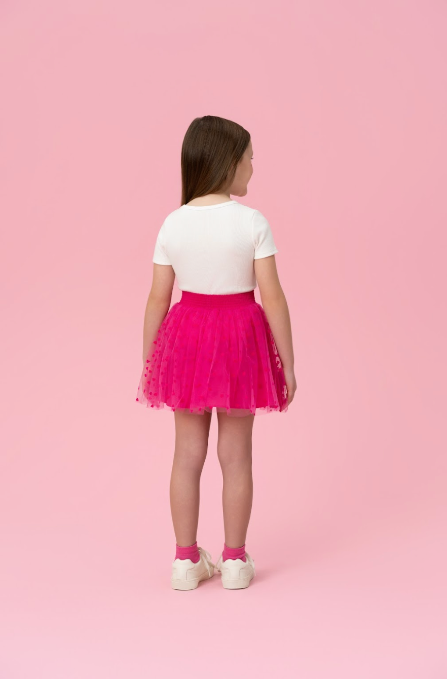 Conjunto Infantil Blusa Estampa Coração e Saia de Tule Corações - Mon Sucre PRÉ-VENDA