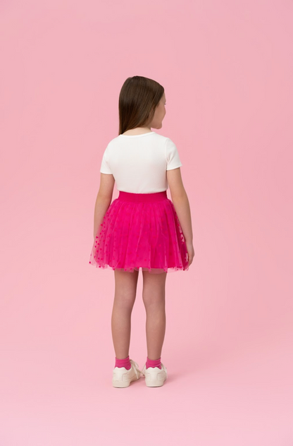 Conjunto Infantil Blusa Estampa Coração e Saia de Tule Corações - Mon Sucre PRÉ-VENDA