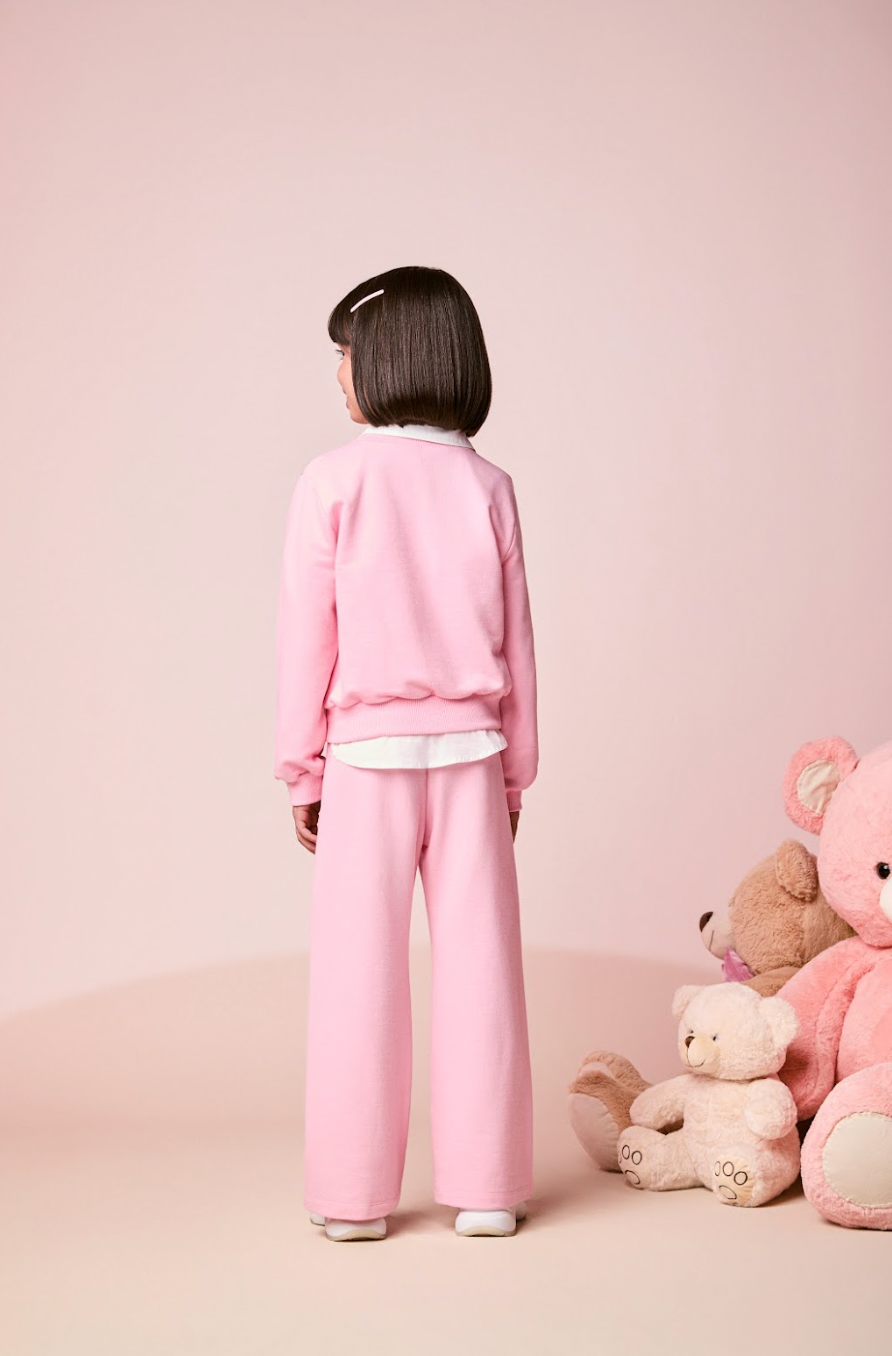 Conjunto Infantil Moletom Casaco Stitch  e Calça Rosa Blossom - Momi