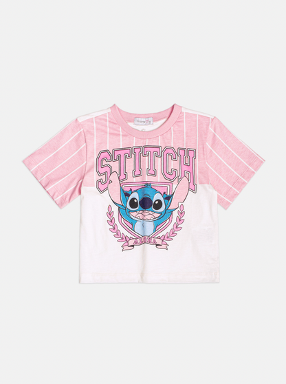 Conjunto Infantil Blusa Stitch  e Shorts  Rosa Blossom - Momi