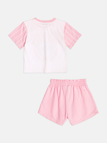 Conjunto Infantil Blusa Stitch  e Shorts  Rosa Blossom - Momi