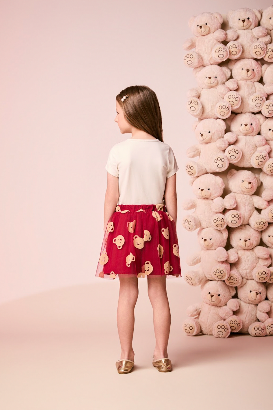 Conjunto Infantil Blusa  New Real Ursa e Saia de Tule Ursas - Momi