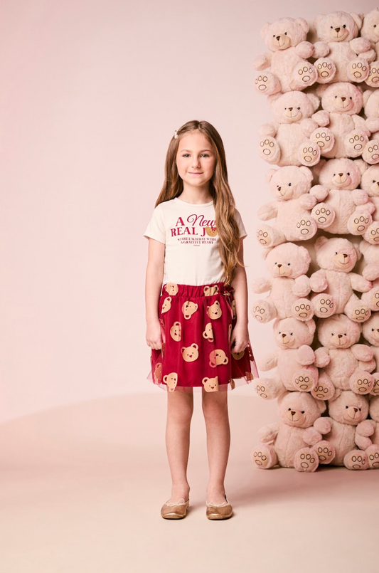 Conjunto Infantil Blusa  New Real Ursa e Saia de Tule Ursas - Momi