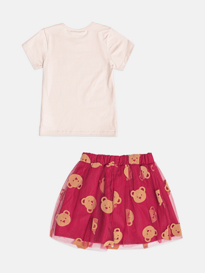 Conjunto Infantil Blusa  New Real Ursa e Saia de Tule Ursas - Momi