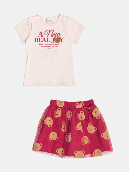 Conjunto Infantil Blusa  New Real Ursa e Saia de Tule Ursas - Momi