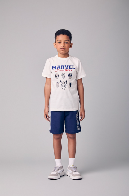 Conjunto Infantil Camiseta Marvel Comics Group e Bermuda Lateral Marvel - Youccie