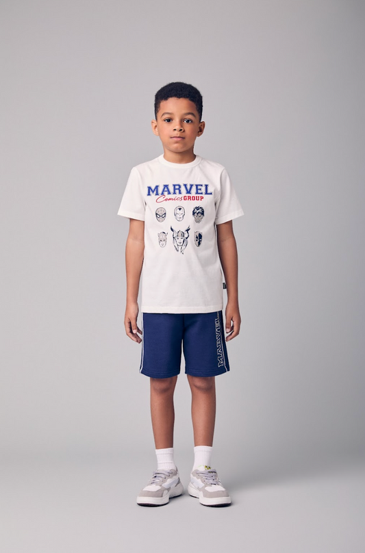 Conjunto Infantil Camiseta Marvel Comics Group e Bermuda Lateral Marvel - Youccie