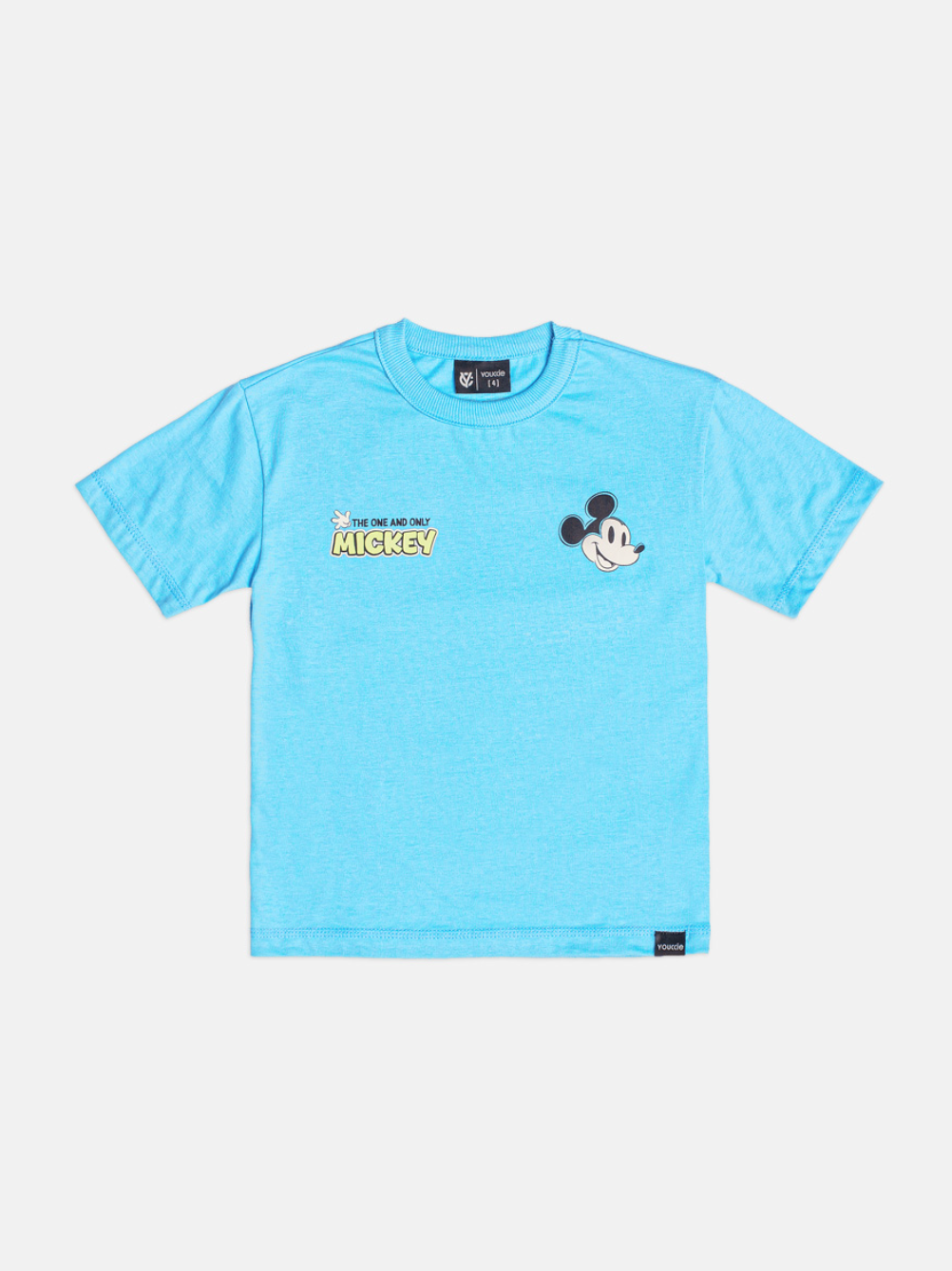 Conjunto Infantil Camiseta Mickey Azul Celeste e Bermuda Moletom Preta - Youccie
