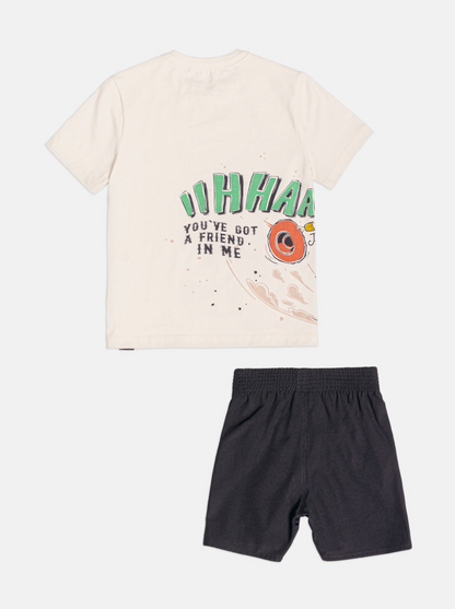 Conjunto Infantil Camiseta Toy Story  Woody e Bermuda  Moletom Preta - Youccie