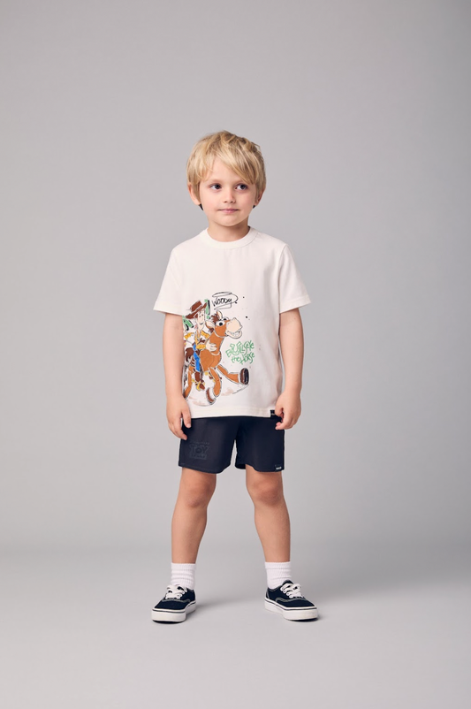Conjunto Infantil Camiseta Toy Story  Woody e Bermuda  Moletom Preta - Youccie