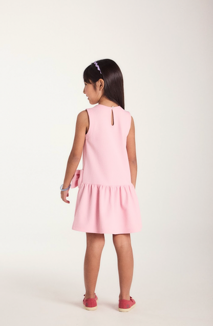 Vestido Infantil Jumper Detalhe Pala e Laço Rosa - Beabá