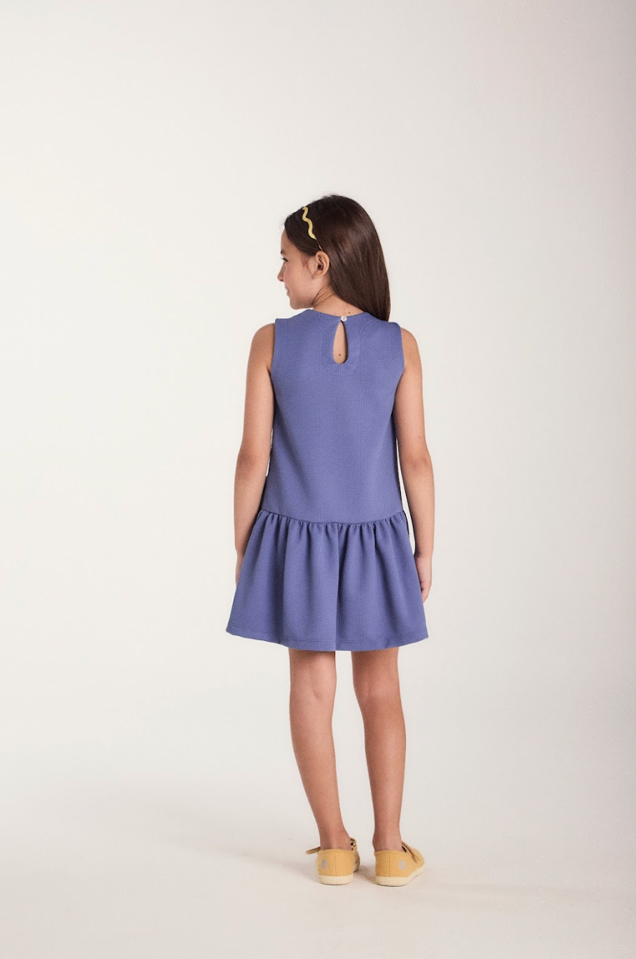 Vestido Infantil Jumper Detalhe Pala e Laço Azul - Beabá